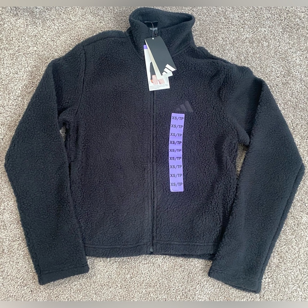 Adidas black Sherpa turtle neck sweater